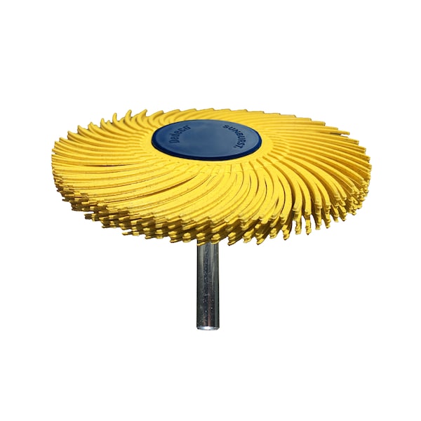 Dedeco Sunburst Radial Bristle Discs 3 in Curved Tc 6-Ply Yellow 80 Grit A/O 1/4 in 1/Unit 1829 - main